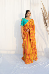 Chestnut Orange Hand-Embroidered Silk Saree
